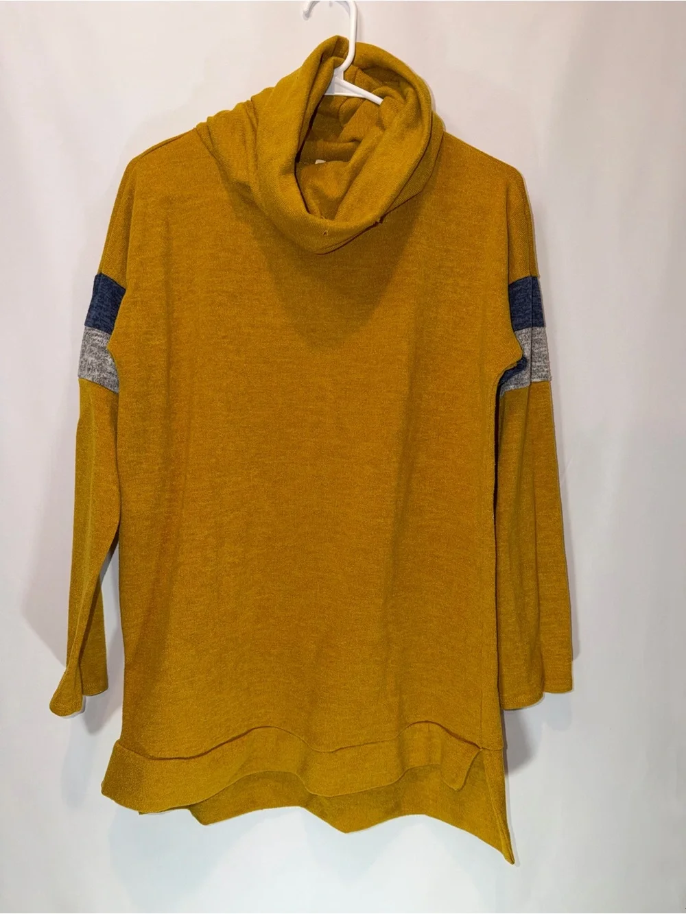 Mustard Cowl Neck Women's Tunic Sweater